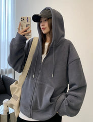 Shadowlass comfy school outfits High Weight Skin-Friendly Soft Double-Sided Granular Fleece Loose Western Style Hooded Sweater Coat for Women Autumn and Winter New F010513