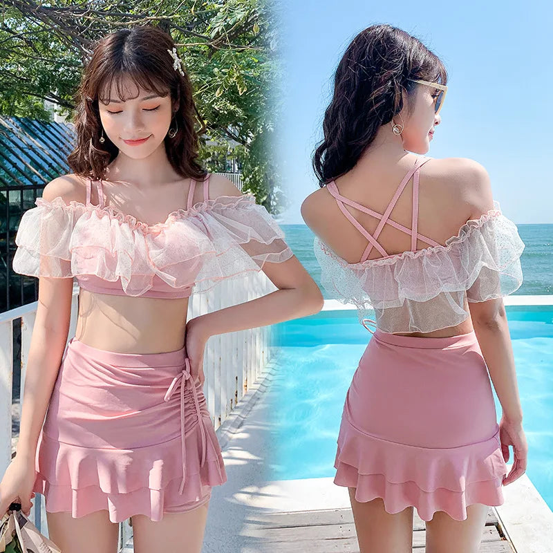 Shadowlass  -  Swimsuit Split Skirt Two-piece Vacation Spring Swimwear Bikini