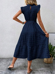 Shadowlass  -  Ladies summer new fashion ruffled flying sleeves lace-up textured dress Office Lady dress