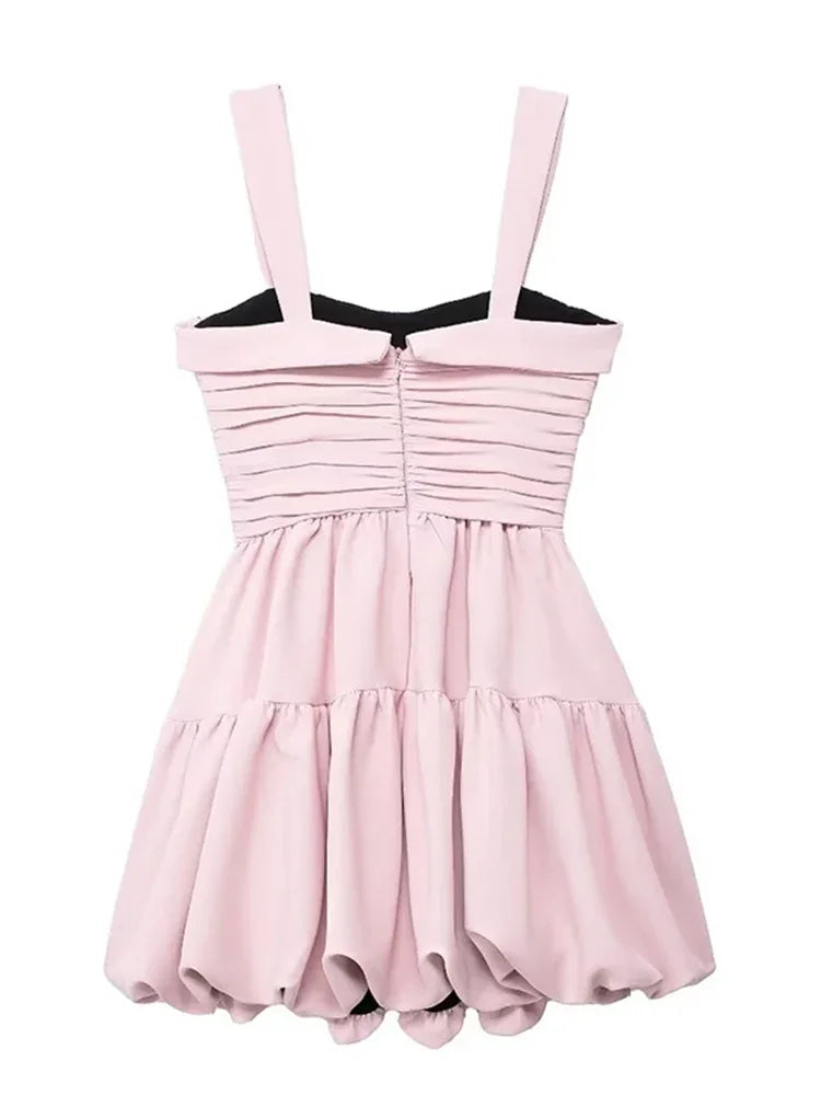 Shadowlass  -  Elegant Pleated Mini Dress Women Pink Backless Bustier Draped Fashion Female Party Club Dresses Summer Vacation Streetwear