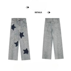 Shadowlass  -  Women Jeans Y2K Jeans Star Jeans High Waist Cargo Pants Women Star Pants Cute Jeans For Women