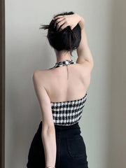 Shadowlass  -  High Quality Sleeveless Sexy Small Fragrance Tweed Vest Elegant Fashion Women Woolen 3D Flower Crop Top Lady Slim Sweet Tops