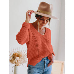 Shadowlass  -  Autumn Winter V-neck Women Knitted Pullover Elegant Sweet Knitting Hollow Out Top Women Solid Casual Sweater Jumper Knitwear